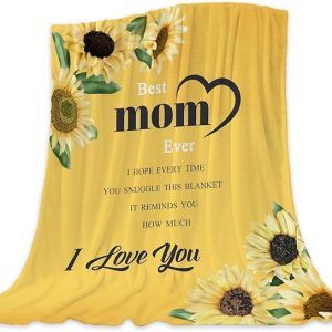 Best Mom Blanket from Daughter Son Mothers Day Blanket for Mom Mothers Birthday Gift Blanket for Mom Yellow