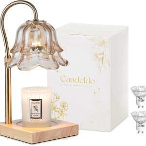 Candle Warmer Lamp with Timer: Flower Gold Candle Lamps Height Adjustable Home Bedroom Decor House Warming Christmas Gift Mothers Day Mom Gift for Women