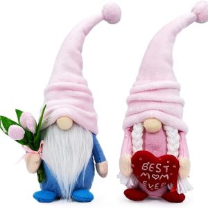 Lovinland Mothers Day Gnomes Plush Couple for Mom - Gifts for Mom Who Have Everything from Daughter Son - Spring Tulips Gnomes