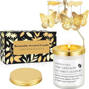 New Mom Gifts – Butterfly Gifts for Women, Rotatable Lavender Scented Candle, Unique Gifts for New Moms
