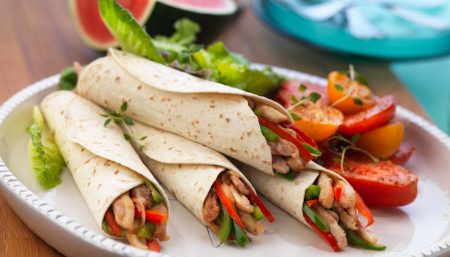 Turkey Fajitas with Baby Spinach & Red Peppers